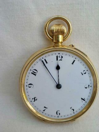Rare English Solid 18k Gold Top Wind Small Size Pocket Watch By Gaydon & Sons.