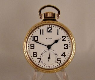 Elgin " B.  W.  Raymond " 21j 10k Gold Filled Open Face Size 16s Railroad Pocket Watch