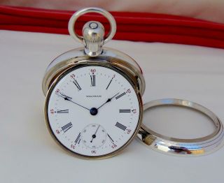 1898 WALTHAM 15 JEWELS Pocket Watch in LIFT OUT CASE Dial - Size 18 - RUNS 7