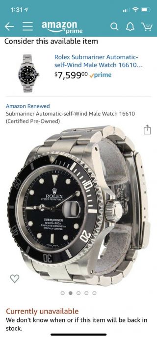Men ' s Rolex Submariner Stainless Steel Watch Date Sub Black Dial & Bezel 16610 7