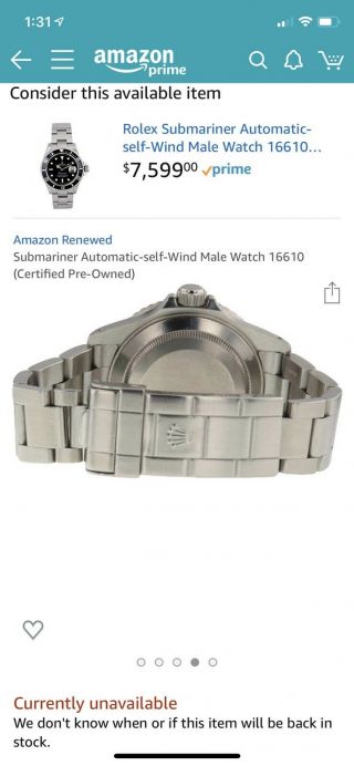 Men ' s Rolex Submariner Stainless Steel Watch Date Sub Black Dial & Bezel 16610 9