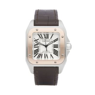 Cartier Santos 100 Stainless Steel & Rose Gold Watch 2878 W6261