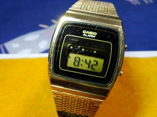 Vintage 1975 Casio 59cgs - 33 Alarm Back Light Gold Case Great