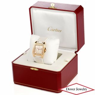 Cartier Santos 100 Diamond 18K Rose Gold Rubber Ladies Watch NR $30,  350.  00 7