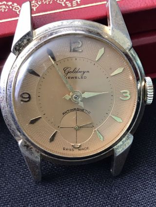 Vintage Goldwyn Swiss Made Wrist Watch 1 Jewels 33mm Gold Shell Strap