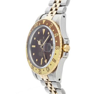 Rolex GMT Master II Rootbeer Auto Steel Gold Mens Bracelet Watch Date 16753 3
