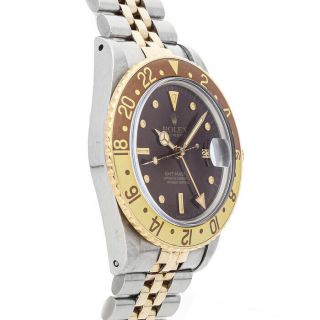 Rolex GMT Master II Rootbeer Auto Steel Gold Mens Bracelet Watch Date 16753 4