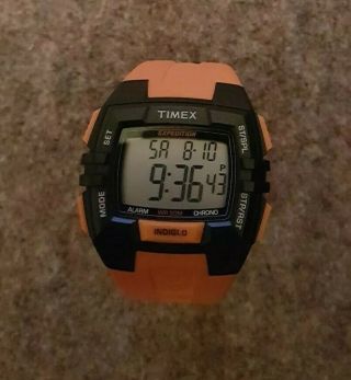 Timex Expedition Watch Indiglo Orange Wristwatch Chrono Alarm Wr50