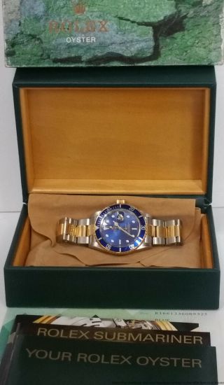 Style Clasp Gold And Ss Rolex Submariner Blue W Box Papers