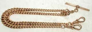 " Antique 9ct Rose Gold Double Graduated Kerb Link Albert Chain " Circa 1900 37.  4g