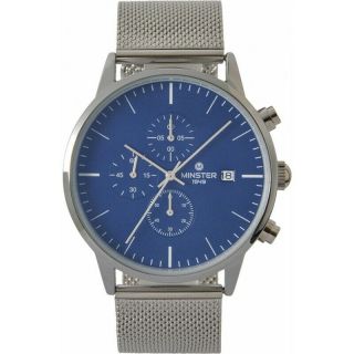Minster 1949 Chronograph Mens Watch.  Mesh Strap,  Blue Face.  Rrp £149.