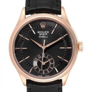 Rolex Cellini Dual Time Everose Rose Gold Automatic Mens Watch 50525