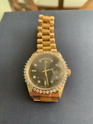 Rolex Men ' s Day Date 18k Yellow Gold Bezel And Dial With Diamonds 2