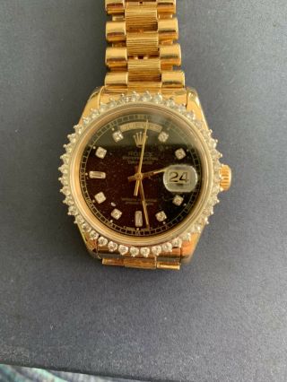 Rolex Men ' s Day Date 18k Yellow Gold Bezel And Dial With Diamonds 3