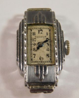 Vintage Bulova Ladies Art Deco Wrist Watch - Not Running - No Wrist Band