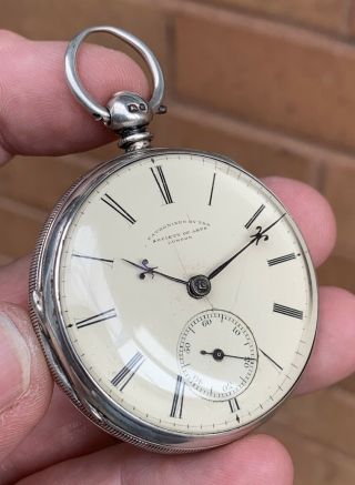 A Gents Rare Antique Solid Silver “thomas Yates” Fusee Pocket Watch,  London 1871