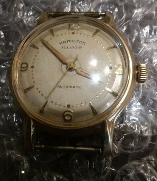 Hamilton Illinois Automatic Mens Watch Company 10 K Gold Filled Case Vintage 17j