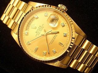 Mens Rolex Solid 18k Gold Day - Date President Watch FACTORY Diamond Dial 18238 2