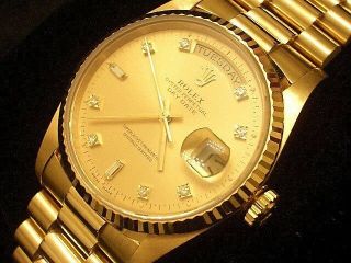 Mens Rolex Solid 18k Gold Day - Date President Watch FACTORY Diamond Dial 18238 3