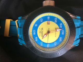 Invicta Pro Diver Quartz Watch - Black Case With Blue Tone Polyurethane Band - M