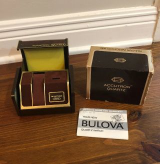 Vintage Bulova Accutron Quartz Brown Watch Box And Case Only