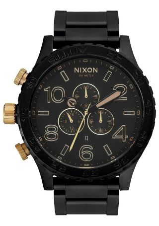 Nixon 51 - 30 Chrono A083 - 1041 - 00 Wrist Watch For Men - Matte Black With Gold