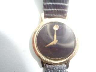Swiss Movado Museum Watch Ladies Black And Gold Non