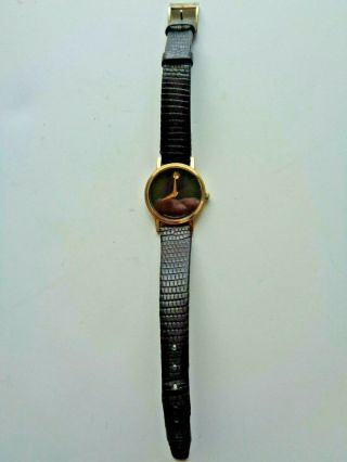 Swiss Movado Museum Watch Ladies Black and Gold Non 3