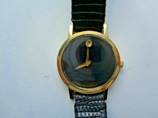 Swiss Movado Museum Watch Ladies Black and Gold Non 4