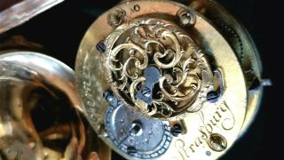 18th Century Fusee Pocket Watch.  Fancy 16k Gold Enamel Case,  Vtg.  Key RUNS WELL 10