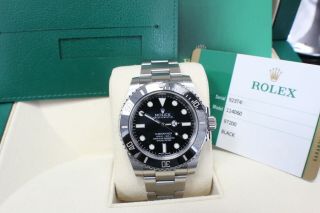Rolex Submariner 114060 Black Ceramic Stainless Steel Watch Box & Papers 2016