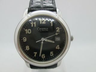 Caravelle By Bulova Date Stainless Steel Quartz Mens Watch