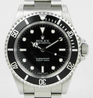 Pre Owned Mens Rolex Stainless Steel Submariner With A Black Dial 14060