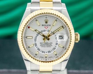 Rolex 326933 Sky Dweller Steel & Yellow Gold White Dial And Papers