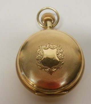Waltham 1907 Pocket Watch 18s 14k Solid Gold Hunter Case 7 Jewel 12