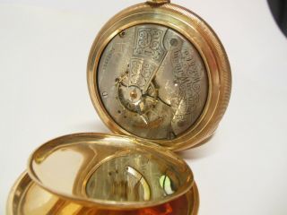 Waltham 1907 Pocket Watch 18s 14k Solid Gold Hunter Case 7 Jewel 7