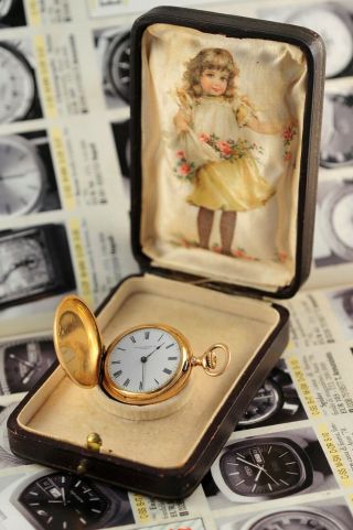 Antique Swiss Patek Philippe Ladies Pocket Watch 32.  8mm 18k Gold 3 Covers 1928
