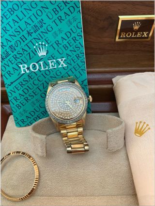 ROLEX Vintage Day/Date Ref.  1803 18kt Yellow Gold Diamond dial and lunette 2