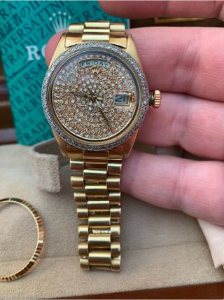 ROLEX Vintage Day/Date Ref.  1803 18kt Yellow Gold Diamond dial and lunette 4