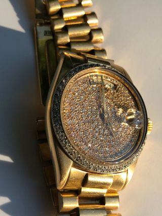 ROLEX Vintage Day/Date Ref.  1803 18kt Yellow Gold Diamond dial and lunette 7