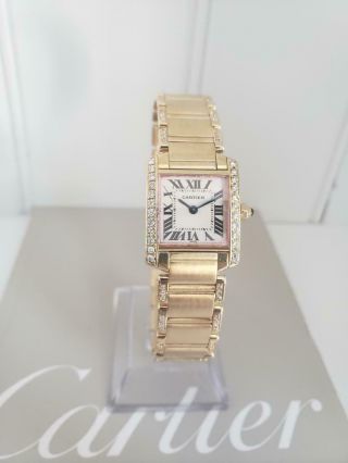 Cartier 18k Yellow Gold Tank Francaise " Diamonds Everywhere  Papers "