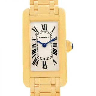 Cartier Tank Americaine 18k Yellow Gold Ladies Watch W26015k2