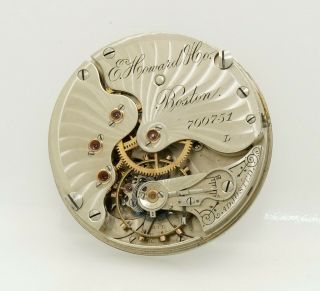 Rare Antique E Howard Split Plate Size 16/l Pocket Watch Movement W/dial & Hands