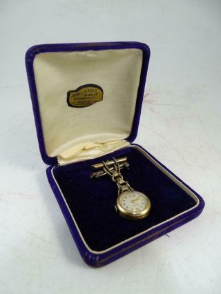 Vintage Pin Brooch Art Deco Watch Ladies 12k Gold Filled Landau Eloga 7 Jewels