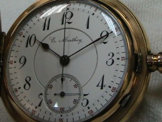 Minute Repeating Chronograph 16 Size Pocket Watch 14k Gold Observation Back