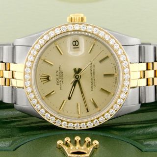 Rolex Datejust 2 - Tone Gold/ss Champagne Dial 31mm Watch W/diamond Bezel