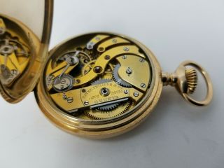 53mm Patek Philippe Pocket Watch W/ Case Triple Signed 14k Gold 9