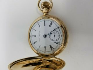 Waltham 1883 Pocket Watch PS Bartlett 14k Gold Hunter Case 18s 15j LOOK 7