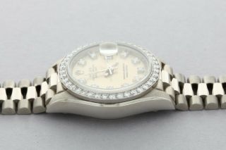 Rolex DateJust Ladies 18K White Gold Diamond Dial Ref 69139 President 9