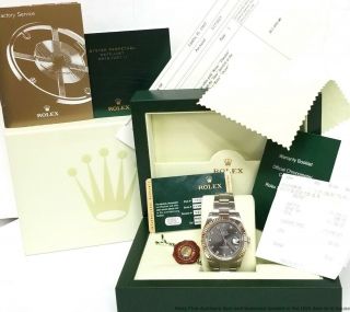 Rolex Datejust Ii 116334 18k Gold Ss Factory Rhodium Diamond Watch Box Papers